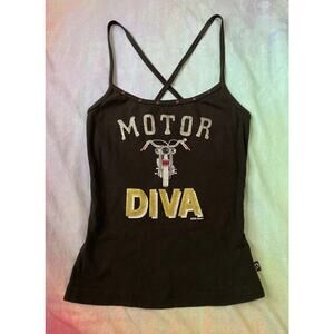 Vintage Y2K XOXO Jeans Indie Sleaze Motorcycle Biker Mcbling Tank Top Studded M